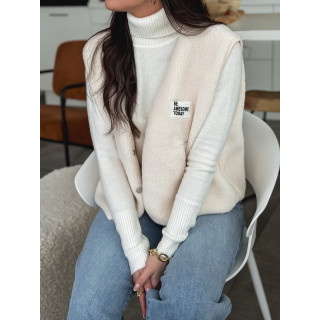 Gilet teddy sans manches Rania - Ecru