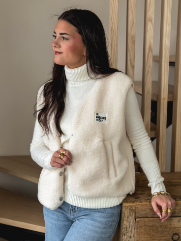 Gilet teddy sans manches Rania - Ecru