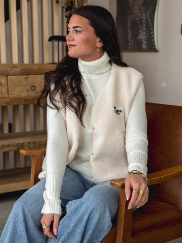 Gilet teddy sans manches Rania - Ecru