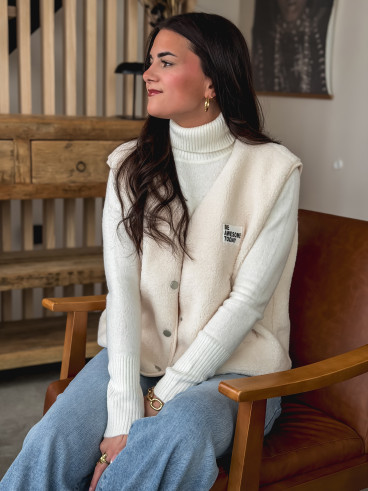 Gilet teddy sans manches Rania - Ecru