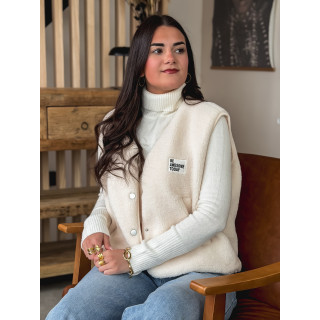 Gilet teddy sans manches Rania - Ecru