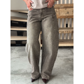 Jeans à strass Edwina - Taupe