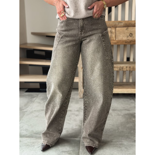 Jeans à strass Edwina - Taupe