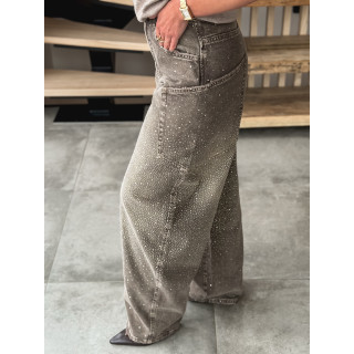 Jeans à strass Edwina - Taupe
