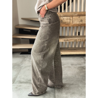 Jeans à strass Edwina - Taupe