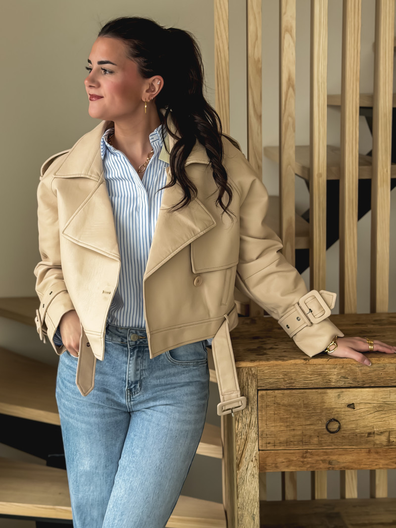 Trench court en simili Sidonie - Beige