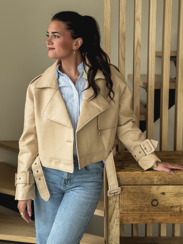 Trench court en simili Sidonie - Beige