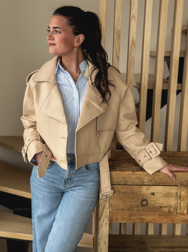 Trench court en simili Sidonie - Beige
