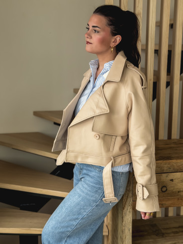 Trench court en simili Sidonie - Beige