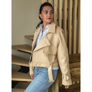 Trench court en simili Sidonie - Beige