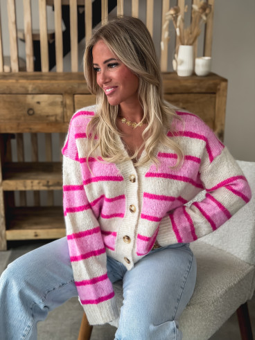 Gilet ligné Illana - Rose Gilet ligné Illana - Rose