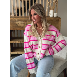 Gilet ligné Illana - Rose