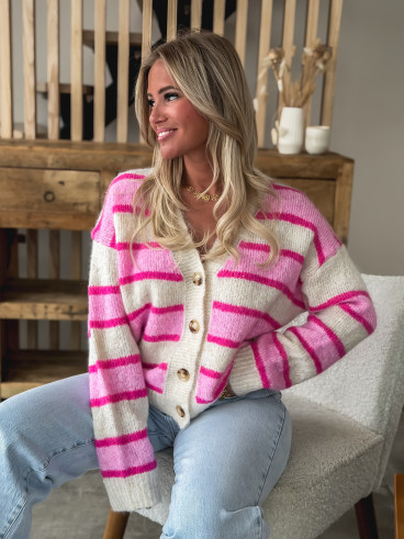 Gilet ligné Illana - Rose Gilet ligné Illana - Rose