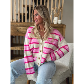 Gilet ligné Illana - Rose