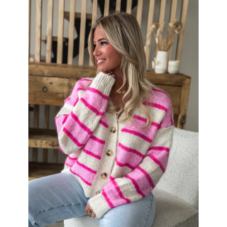 Gilet ligné Illana - Rose