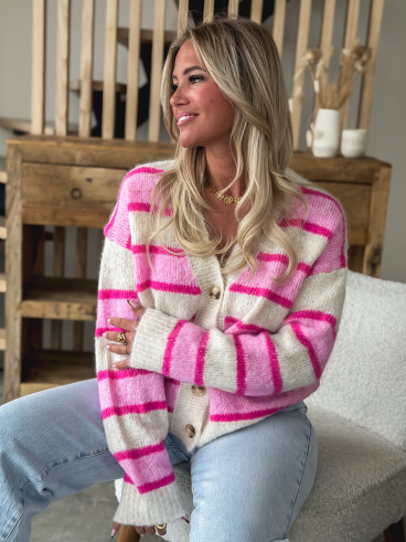 Gilet ligné Illana - Rose Gilet ligné Illana - Rose