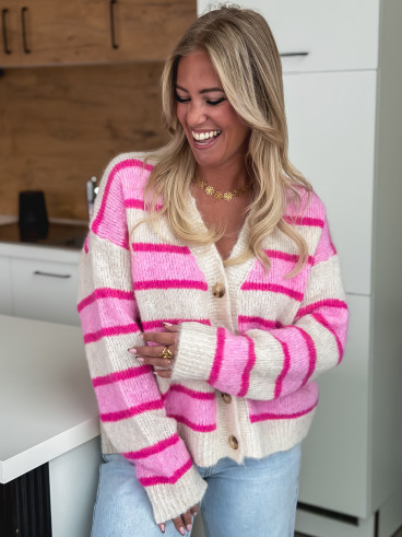 Gilet ligné Illana - Rose Gilet ligné Illana - Rose