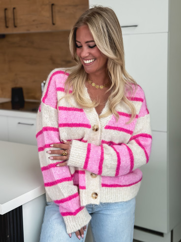 Gilet ligné Illana - Rose Gilet ligné Illana - Rose