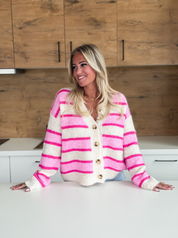 Gilet ligné Illana - Rose