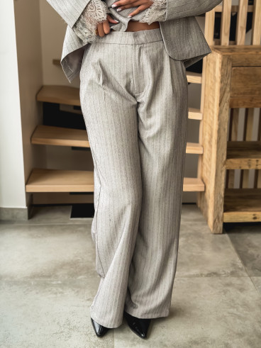 Pantalon ligné Clara - Gris