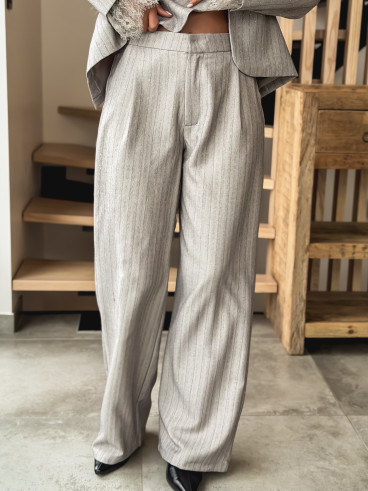 Pantalon ligné Clara - Gris