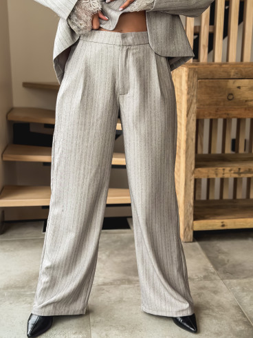 Pantalon ligné Clara - Gris