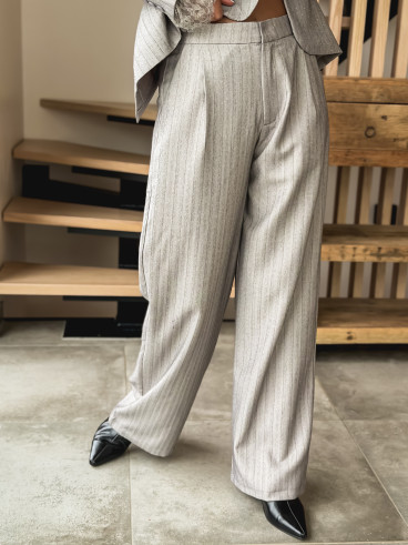 Pantalon ligné Clara - Gris