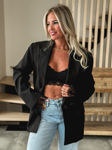 Top en dentelle Zahira - Noir