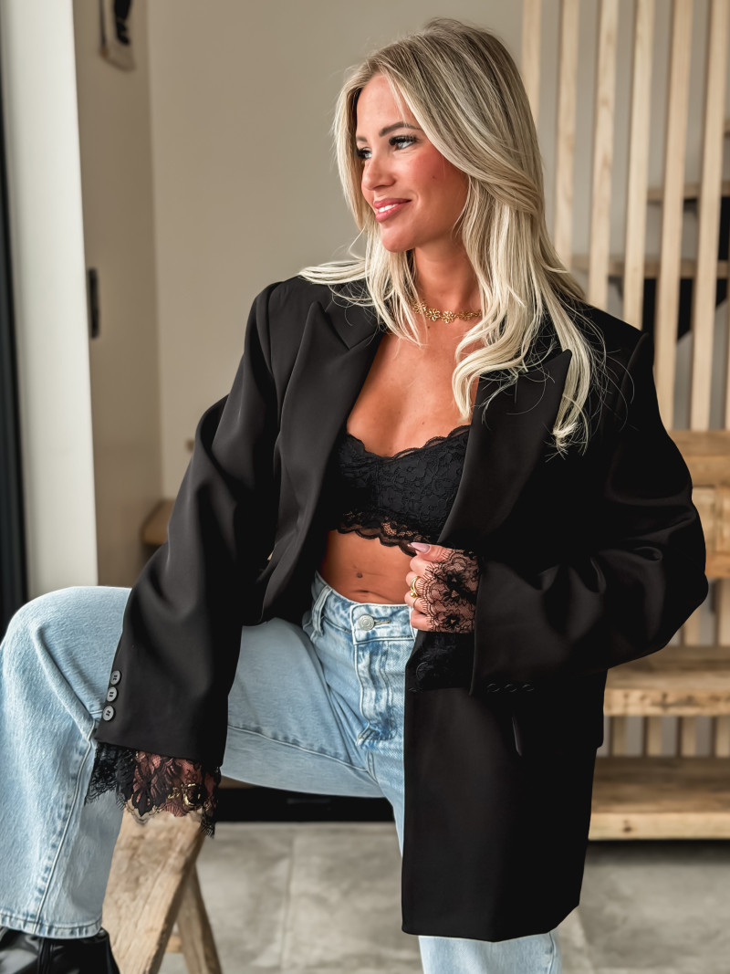 Top en dentelle Zahira - Noir