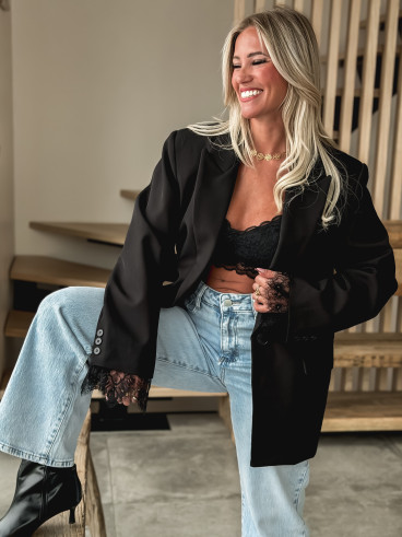 Top en dentelle Zahira - Noir