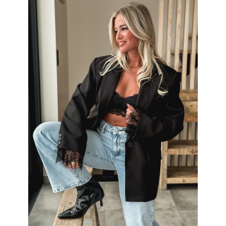 Top en dentelle Zahira - Noir