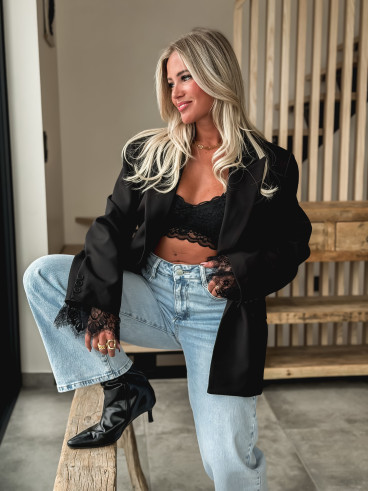 Top en dentelle Zahira - Noir