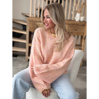 Pull ligné Charlize - Rose/Jaune