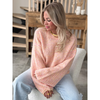 Pull ligné Charlize - Rose/Jaune