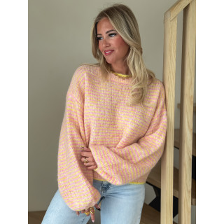 Pull ligné Charlize - Rose/Jaune