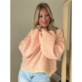 Pull ligné Charlize - Rose/Jaune