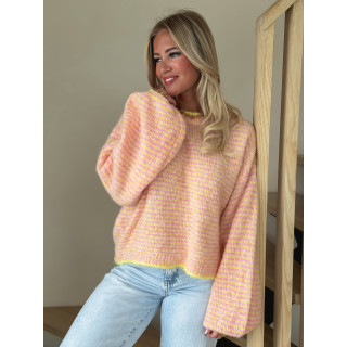 Pull ligné Charlize - Rose/Jaune
