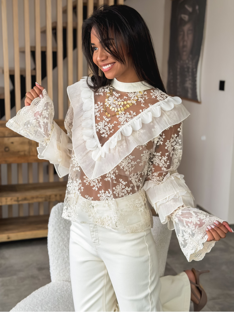 Blouse en dentelle Isia - Ecru