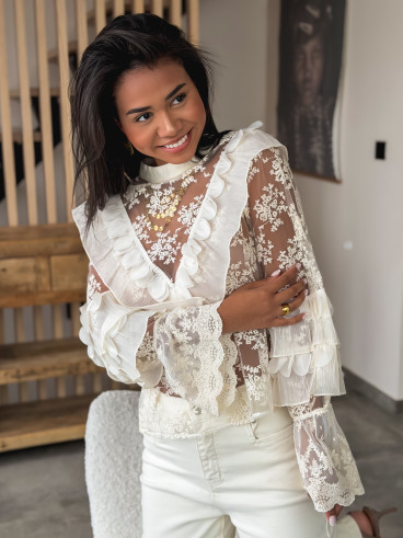 Blouse en dentelle Isia - Ecru