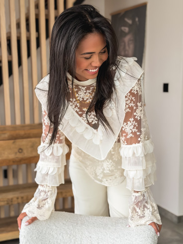 Blouse en dentelle Isia - Ecru