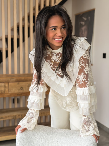 Blouse en dentelle Isia - Ecru