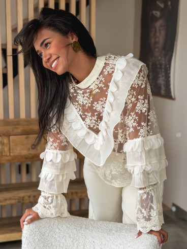 Blouse en dentelle Isia - Ecru