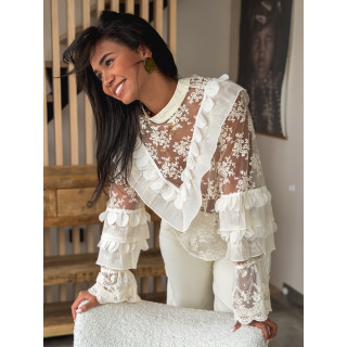 Blouse en dentelle Isia - Ecru