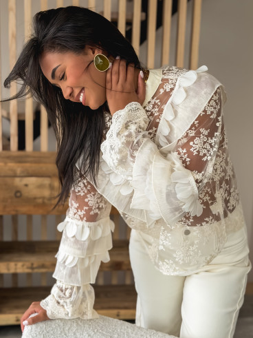 Blouse en dentelle Isia - Ecru