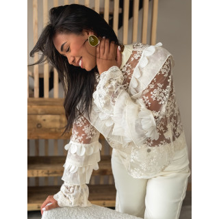 Blouse en dentelle Isia - Ecru