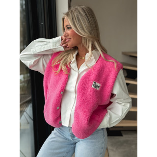 Gilet teddy sans manches Rania - Rose