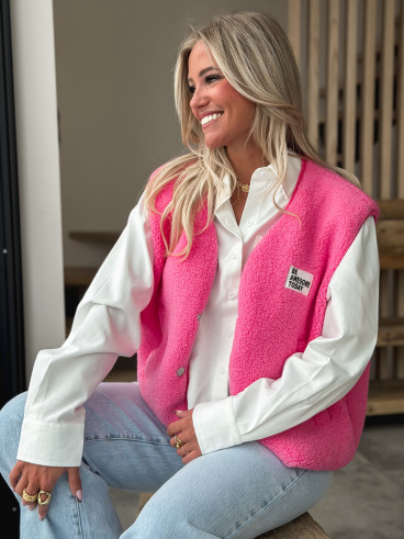 Gilet teddy sans manches Rania - Rose