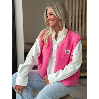 Gilet teddy sans manches Rania - Rose