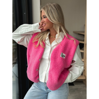 Gilet teddy sans manches Rania - Rose