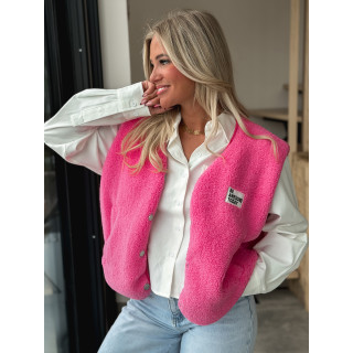 Gilet teddy sans manches Rania - Rose